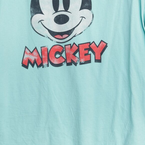 Disney Mickey Mouse Size 2X Distressed Vintage Style Graphic Tee in Mint Green - Picture 4 of 8